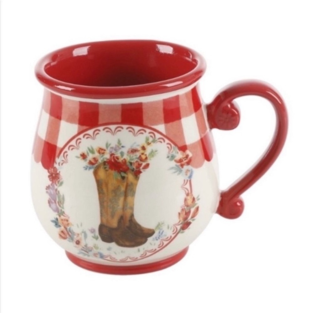 The Pioneer Woman 17 ounce Red Gingham Boot Mug